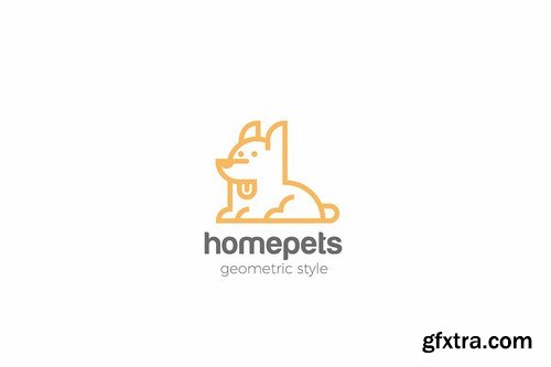 Dog Logo Home pets Linear style