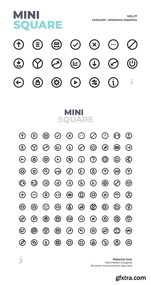 Mini square - 100 Interface Essential Icons