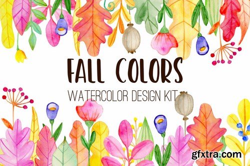 Fall Colors Watercolor Design Kit