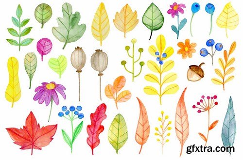 Fall Colors Watercolor Design Kit