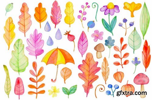 Fall Colors Watercolor Design Kit