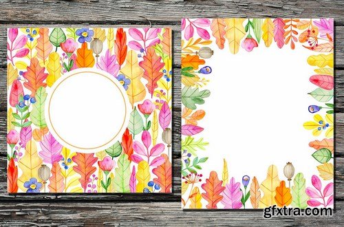 Fall Colors Watercolor Design Kit