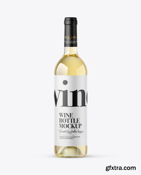 Clear Glass White Wine Bottle Mockup 48785