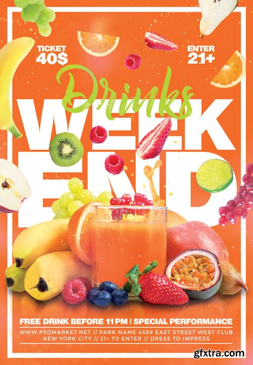 Weekend drinks - Premium flyer psd template