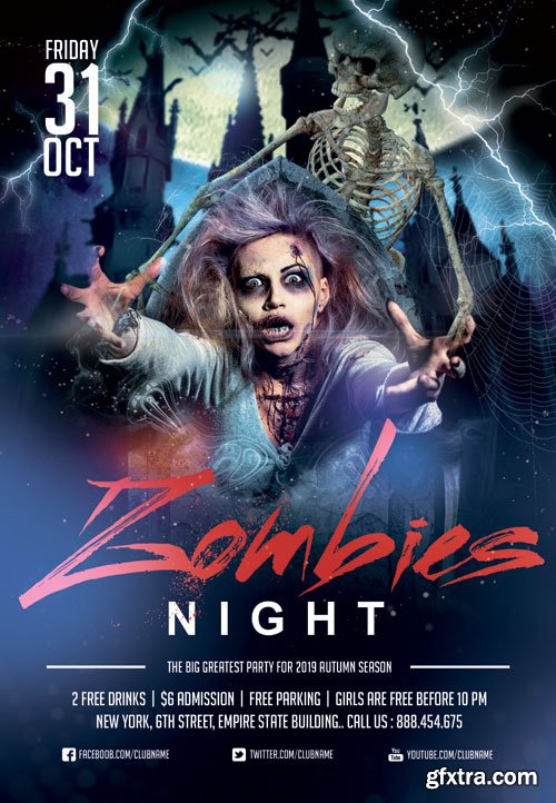 Zombie night - Premium flyer psd template