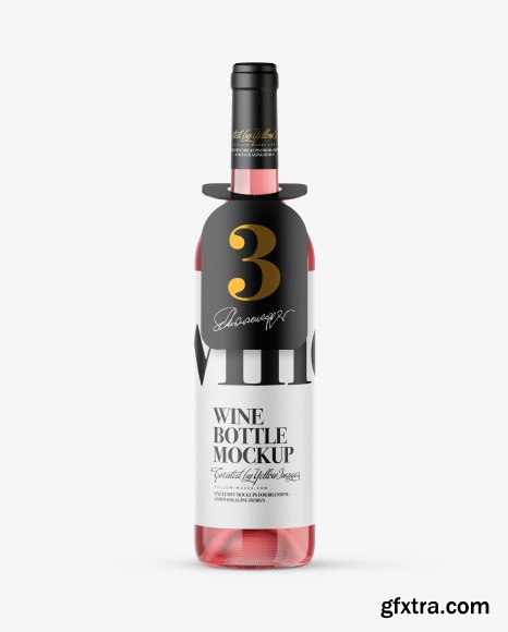 Clear Glass Rose Wine Bottle Mockup 48827