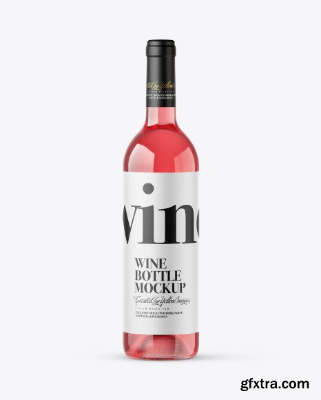 Clear Glass Rose Wine Bottle Mockup 48827