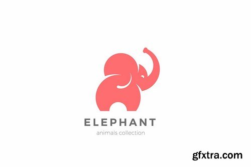 Elephant Silhouette Logo Animal Abstract