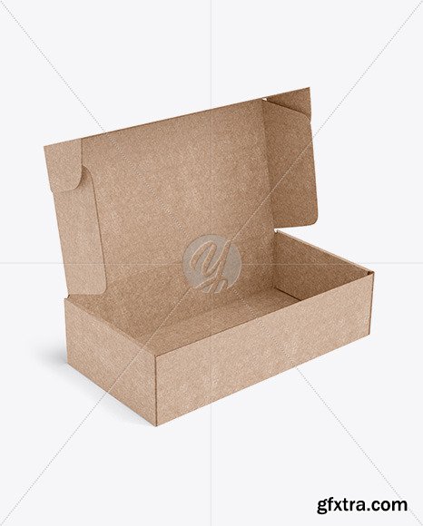 Opened Kraft Paper Box Mockup - Half Side 48860