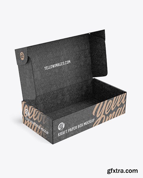 Opened Kraft Paper Box Mockup - Half Side 48860