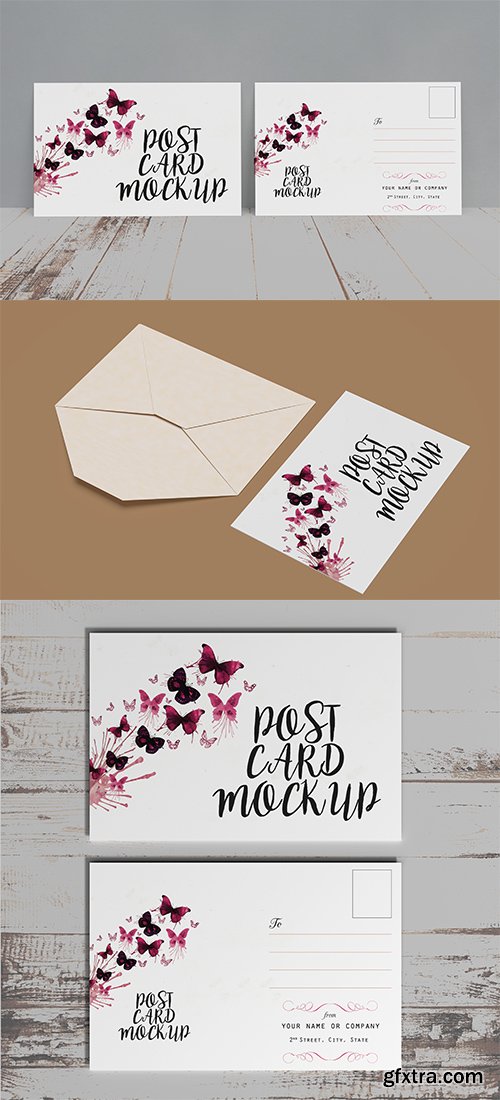 Postcard Invitation Mock up PSD Set