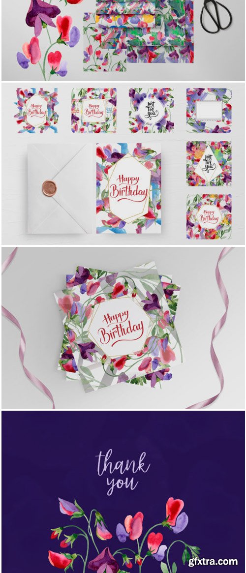 Watercolor Flowers Sweet Pea PNG 1777821