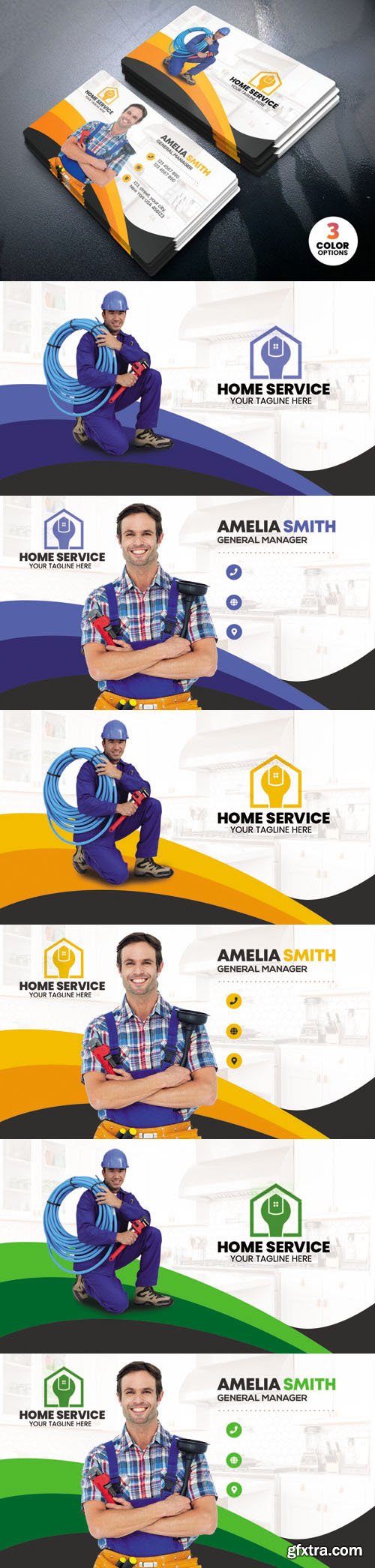 Home Service - Plumber Business Card PSD Template