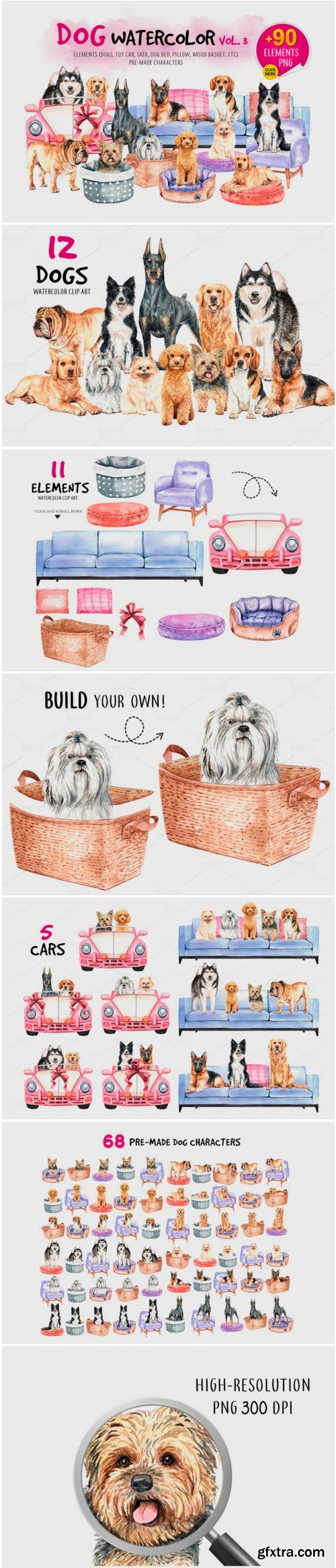 Dog Watercolor. Animal Clip Art Vol.3 1779427