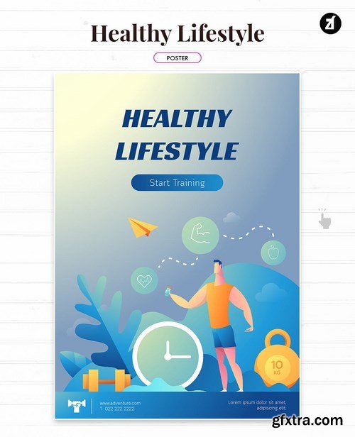 Healthy lifestyle illustration with layout