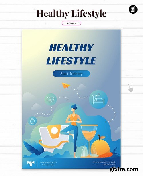 Healthy lifestyle illustration with layout