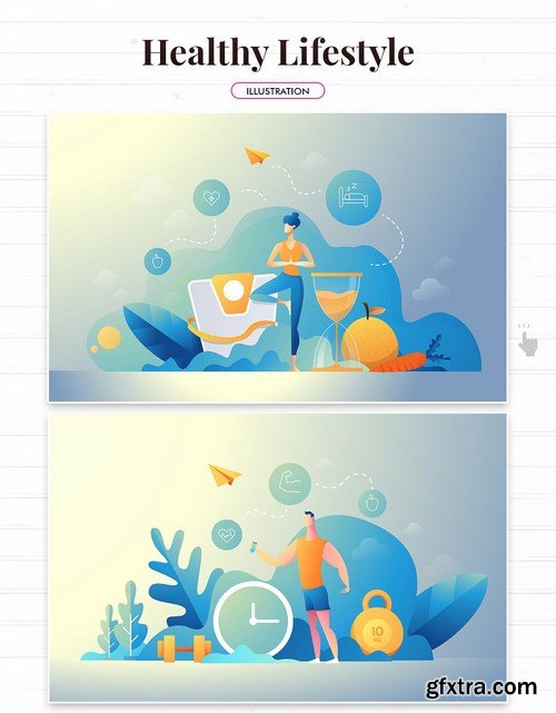 Healthy lifestyle illustration with layout