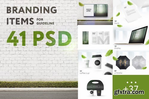 Branding Items Mock-up for guidelines. 41 PSD