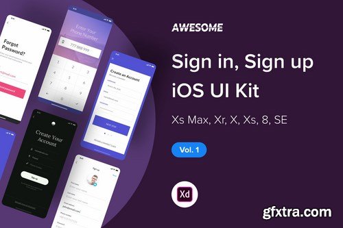 Awesome iOS UI Kit - Sign in, Sign up Vol. 1 (XD)