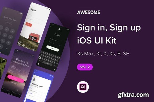 Awesome iOS UI Kit - Sign in, Sign up Vol. 2 (XD)