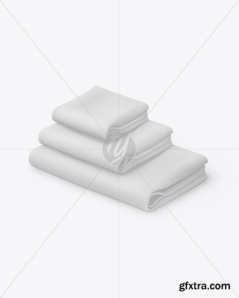 Three Waffle Towels Mockup 48884