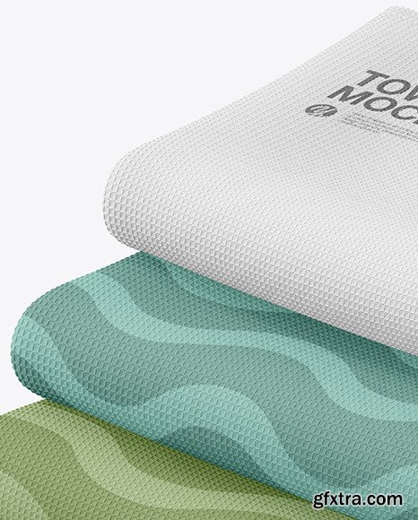 Three Waffle Towels Mockup 48884