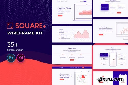 Square+ Web Wireframe Kit
