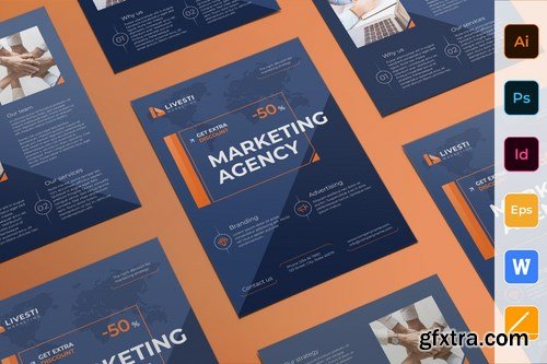 Marketing Agency Poster Flyer Business Card Brochure Bifold Trifold