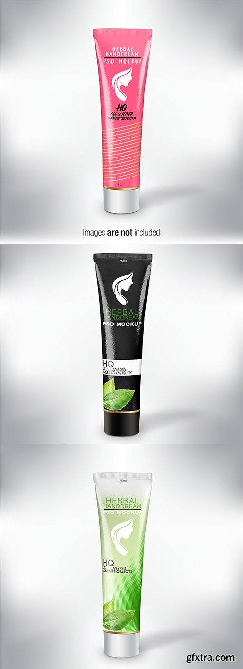 Herbal Hand Cream Tube PSD Mockup Set