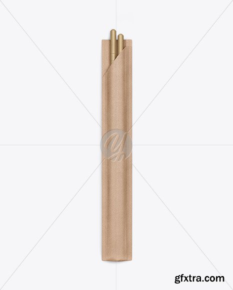 Chopsticks in Kraft Pack Mockup - Top View 48883