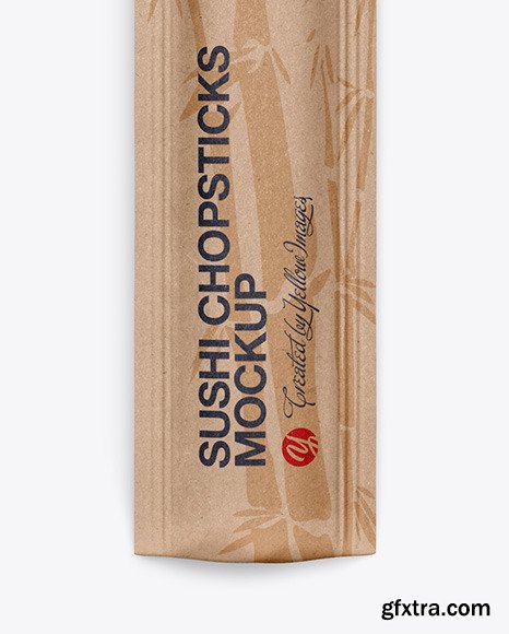 Chopsticks in Kraft Pack Mockup - Top View 48883