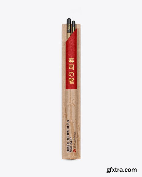 Chopsticks in Kraft Pack Mockup - Top View 48883