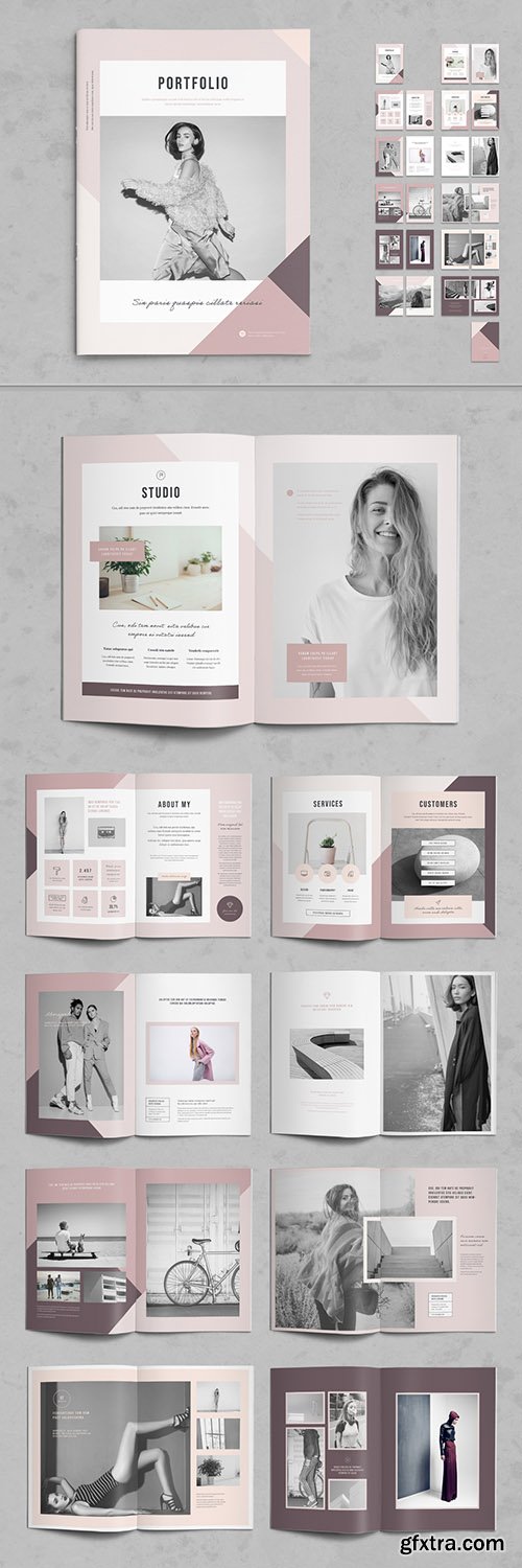 Photography Portfolio Layout with Pink Accents 268408262