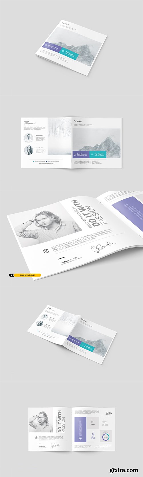 Square Brochure Mockup Set