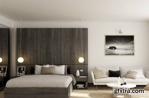 Modern Bedroom Interior Scene SketchUp 02