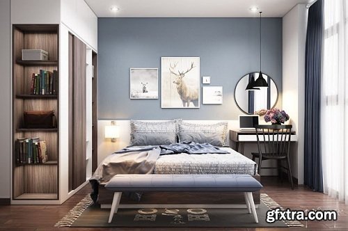 Modern Bedroom Interior Scene 64