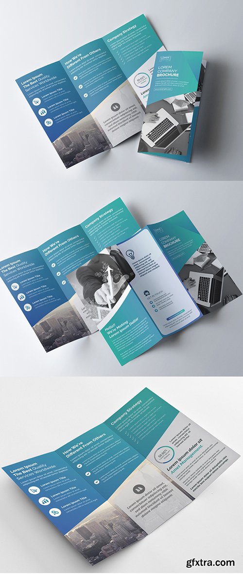 Blue Gradient Tri-fold Brochure Layout 222187457