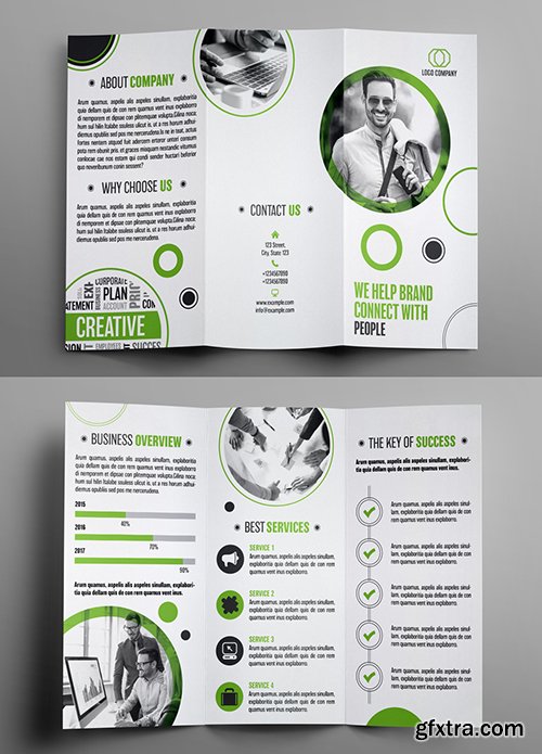 Trifold Brochure Layout with Green Accents 183011105