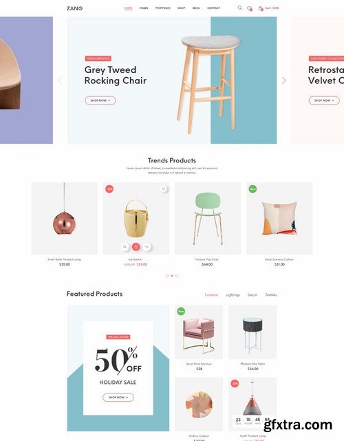 Zano  Furniture eCommerce PSD Template