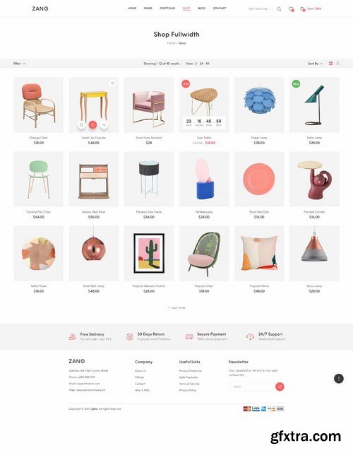 Zano  Furniture eCommerce PSD Template