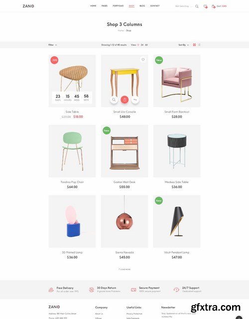 Zano  Furniture eCommerce PSD Template