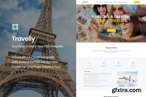 Travelly - One Page Travel & Tour PSD Template