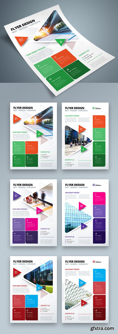 Colorful Business Flyer Layout with Triangle Elements 267840388