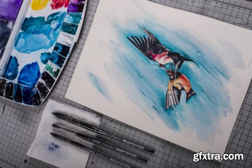 watercolor bird painting