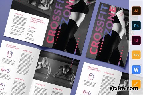 Fitness Studio Poster Flyer Business Card Brochure Bifold Trifold