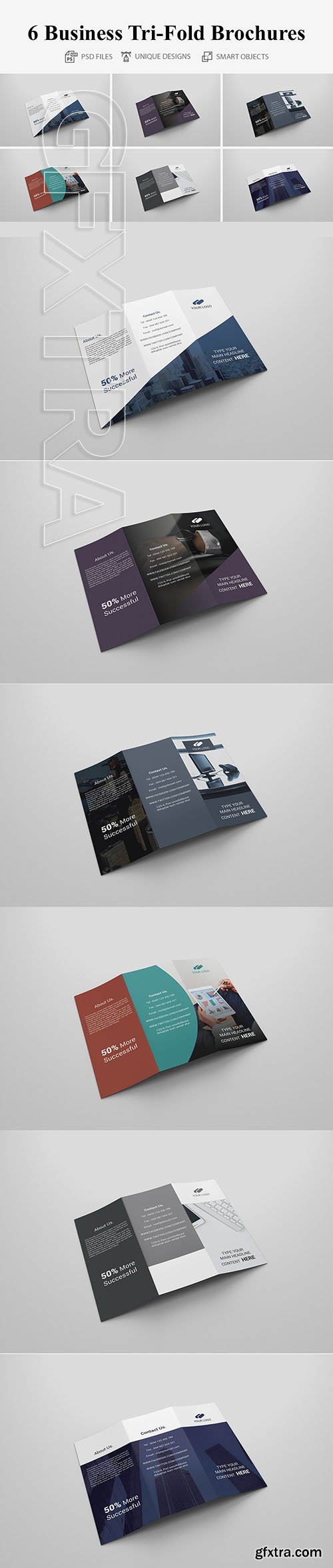 CreativeMarket - 6 Business Tri-fold Brochure 4122574