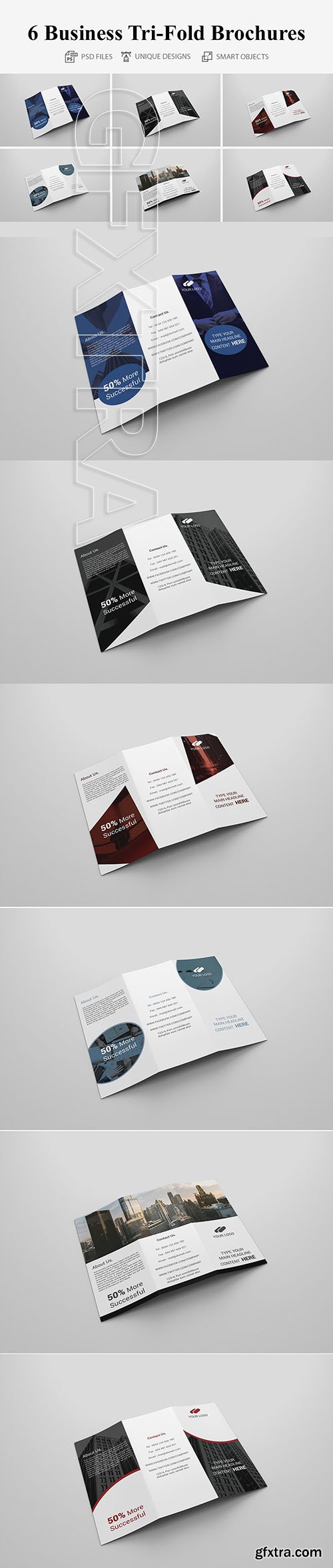 CreativeMarket - 6 Business Tri-fold Brochure 4117379
