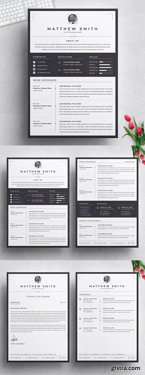 Resume Layout with Black Border 290395941