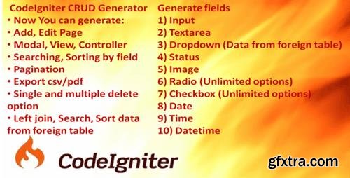 CodeCanyon - CodeIgniter CRUD Generator (Update: 2 April 18) - 19413450