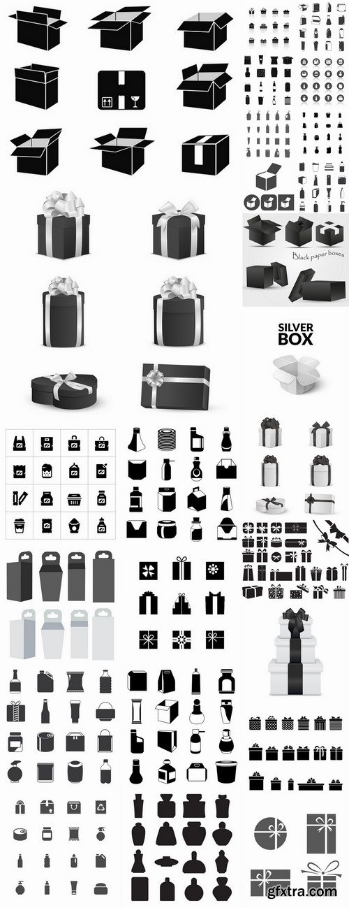 Icon sticker sticker bottle bottle box package vector picture 25 EPS